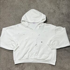 Erl Swirl Hoodie Distressed Destroyed Grunge White size Large